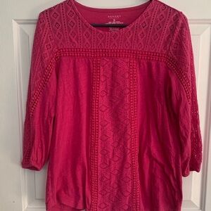 Sonoma Women's Fuchsia Lace Blouse